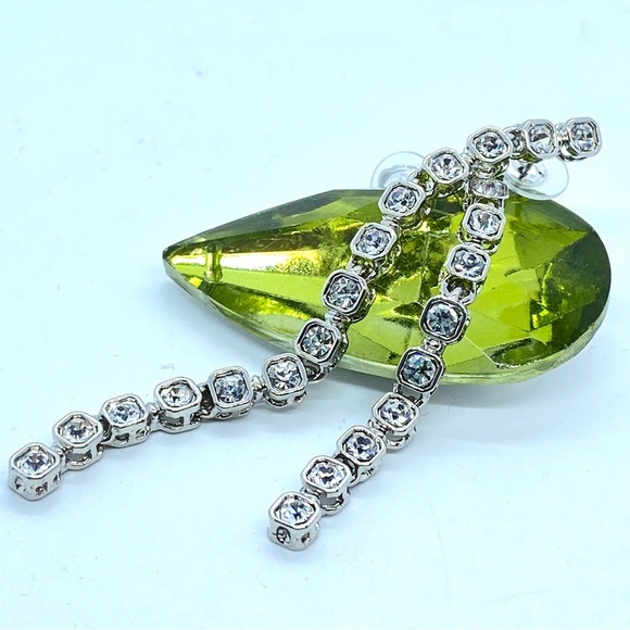 Rhinestone Earrings Long Sparkling Pierced Post Earrings - Picture 1 of 7